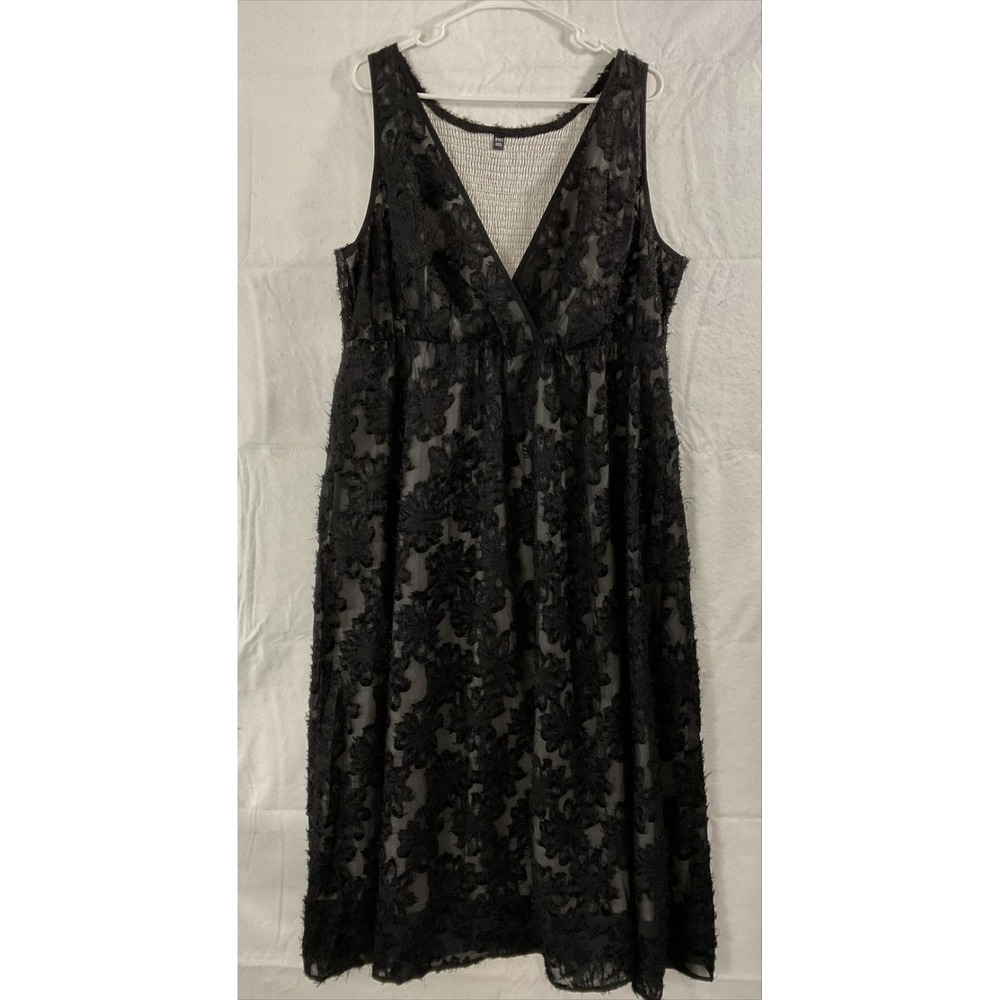 RWJ Dress Womens 3XL Black Lace Floral Sleeveless V Neck Maxi Lined A Line Party